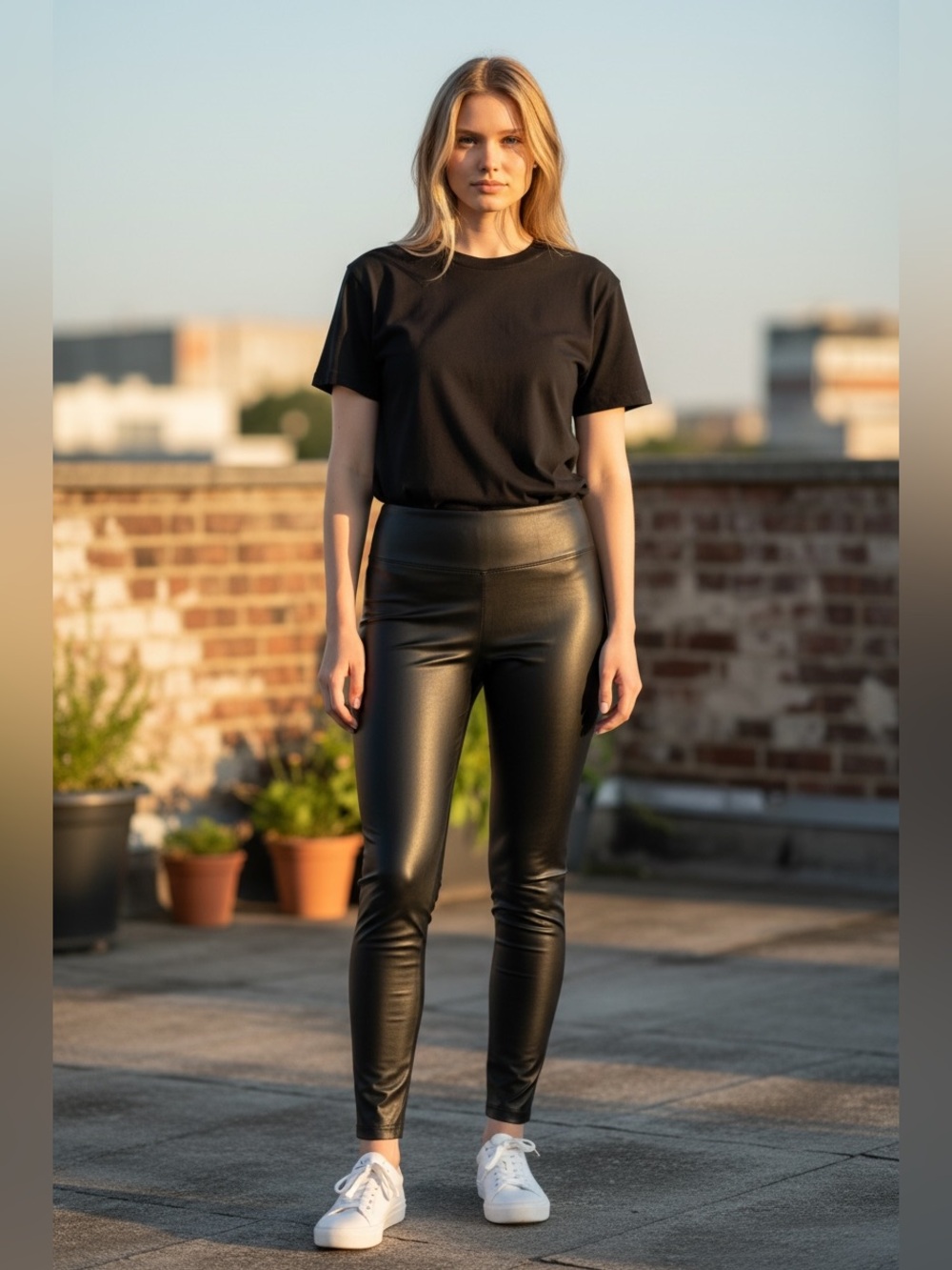(50)Wilfred Black Faux Leather High-Rise Leggings
